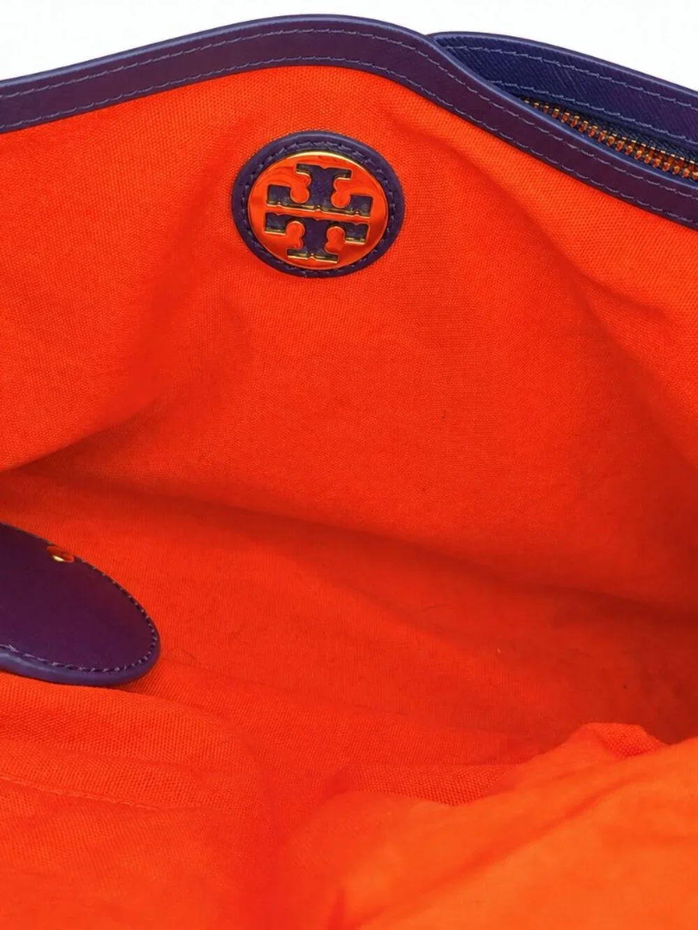 Tory Burch Blue Leather Double Zip Tote Bag